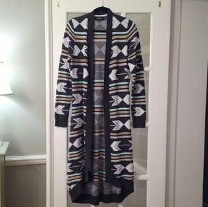 MinkPink Long Open Front Cardigan Sweater L